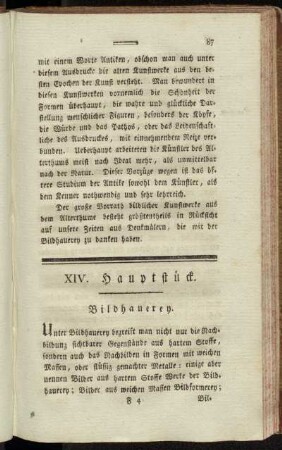 XIV. Hauptstück. Bildhauerey.