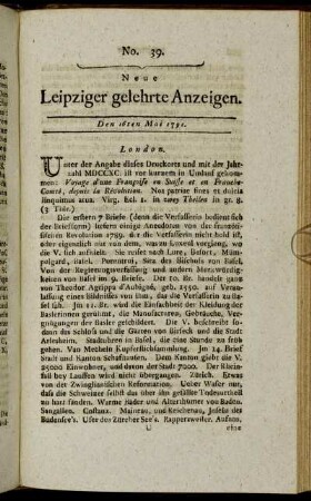 No. 39. Den 16ten Mai 1791.