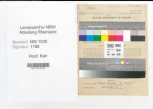 Entnazifizierung Karl Hoof , geb. 22.02.1890 (Angestellter)