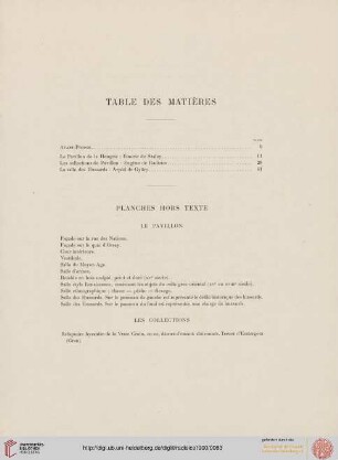 Table des matières. Planches hors texte