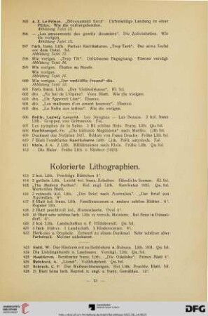 Kolorierte Lithographien (Nr. 613-628)