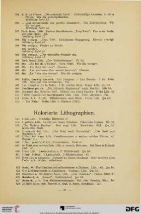 Kolorierte Lithographien (Nr. 613-628)