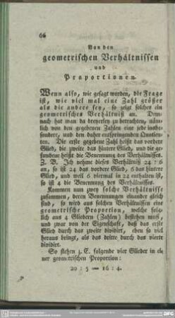 Von den geometrischen Verhältnissen und Proportionen