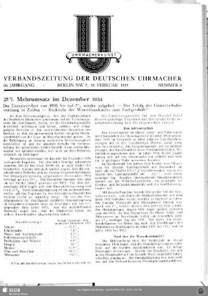 25% Mehrumsatz im Dezember 1934