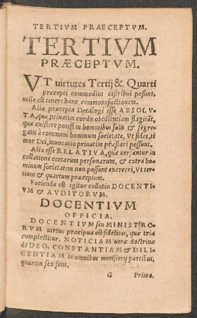 Tertium Praeceptum.