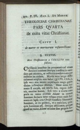 Caput I. de morte et mortuorum resurrectione.