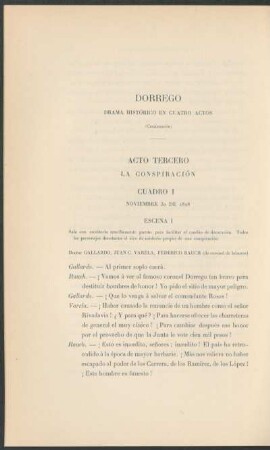 Dorrego - (Continuación) : Drama histórico en cuatro actos