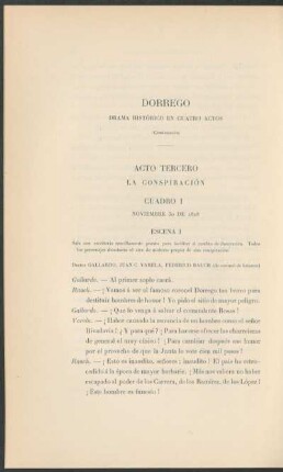 Dorrego - (Continuación) : Drama histórico en cuatro actos