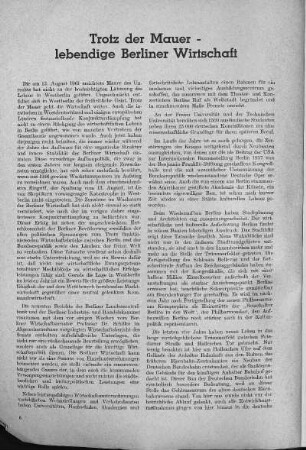 Trotz der Mauer - lebendige Berliner Wirtschaft