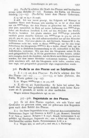 317-318. Dagantakala an den Pharao