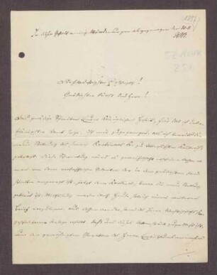 Entwurf eines Schreibens von Wilhelm Nokk an [Großherzog] Friedrich I. von Baden.
