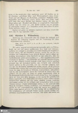 334. 1567. Oktober 3. Wittenberg