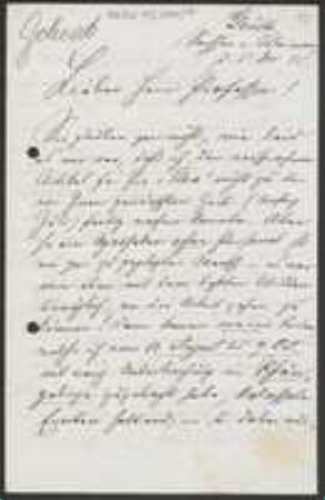 Brief von Adalbert Geheeb an Unbekannt