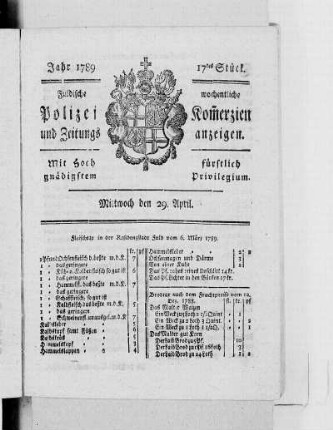 17tes Stück., Ausgabe vom 29. April 1789