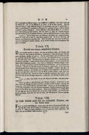 Tabula VII. Bericht von einigen aufgestellten Treppen.