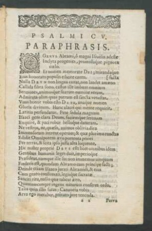 Psalmi CV. Paraphrasis.