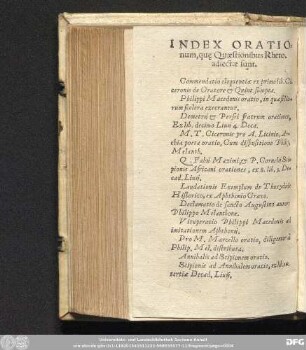 Index Orationum, que Quaestionibus Rheto. adiectae sunt.