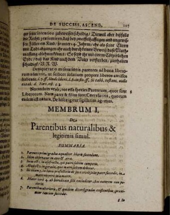 Membrum I. De Parentibus naturalibus & legitimis simul