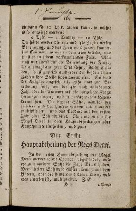 Die Erste Hauptabtheilung der Regel Detri