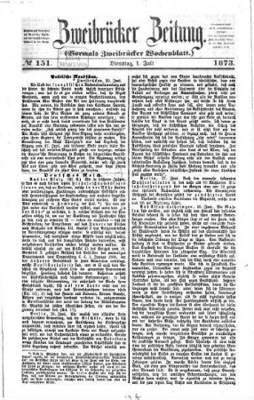Zweibrücker Zeitung. 1873, 1873, 7 - 12