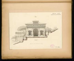 Villa Monatskonkurrenz April 1880: Aufriss Rückansicht; Maßstabsleiste