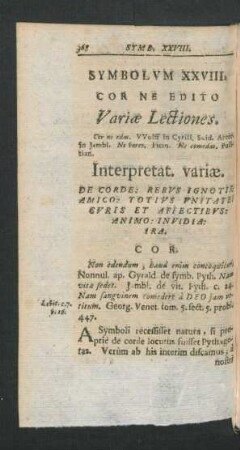 Symbolum XXVIII. Cor Ne Edito.