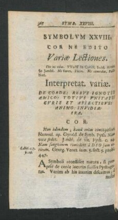 Symbolum XXVIII. Cor Ne Edito.