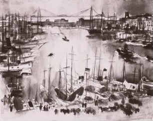 Hafen von Marseille : Marseille, Hafen, Aquarell