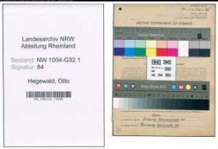 Entnazifizierung Otto Hegewald , geb. 27.03.1895 (Ingenieur)