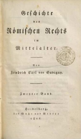 Geschichte des Römischen Rechts im Mittelalter, 2