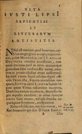 Vita Iusti Lipsii sapientiae et litterarum antistitis