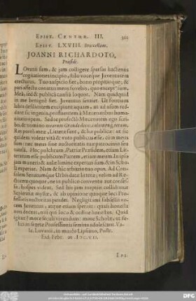 Epist. LXVIII. Bruxellam. Ioanni Richardoto, Praesidi.