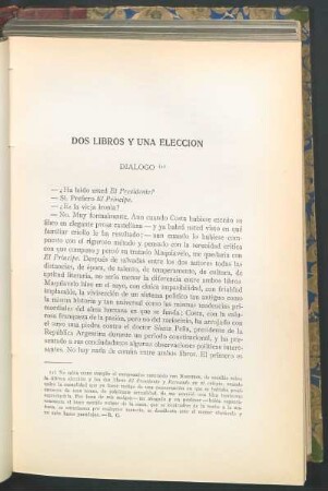 Dos libros y una elección : Diálogo
