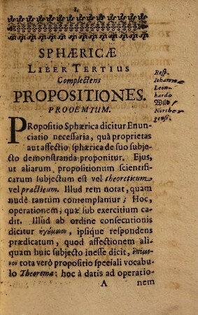 Sphaericae methodo Euclidea conscriptae, 3. Complectens propositiones. - 1657. - 414 S.