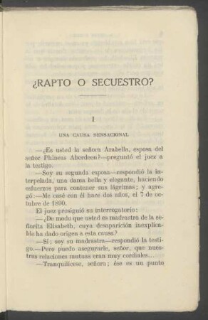 I - Una causa sensacional