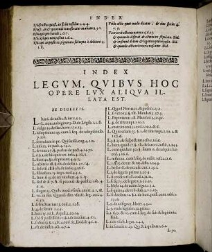 Index Legum, Quibus Hoc Opere Lux Aliqua Illata Est.