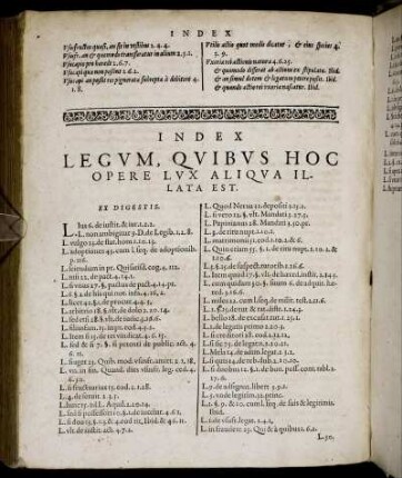 Index Legum, Quibus Hoc Opere Lux Aliqua Illata Est.