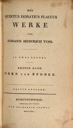 Des Horaz Werke. 1 (1822)