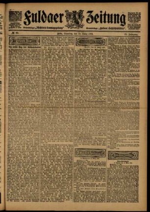 Erste Ausgabe vom Samstag, den 19. März 1904.