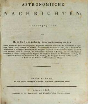 Astronomische Nachrichten = Astronomical notes. 6, 6. 1828