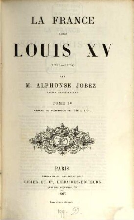 La France sous Louis XV : (1715 - 1774), 4. Madame de Pompadour de 1746 à 1757