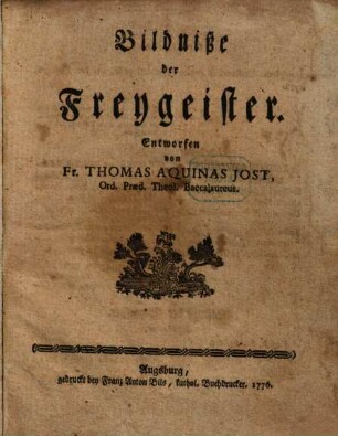 Bildniße der Freygeister
