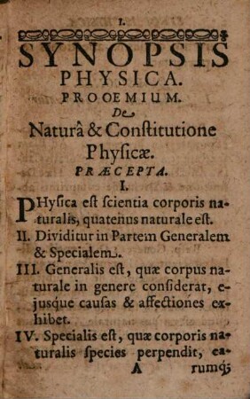 Synopsis Physica Johannis Sperlings, Professoris Wittebergensis
