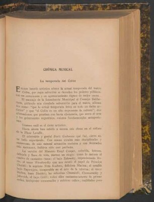 Crónica musical : La temporada del Colón