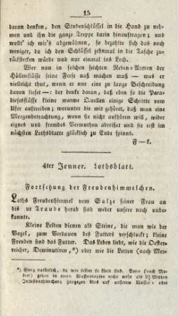 4ter Jenner. Lothsblatt