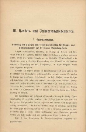 A. Eisenbahnwesen.