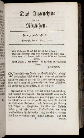 Das zehende Stück. Montags, den 10. Merz, 1755.