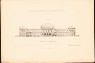 Reichstag, Berlin Erster Wettbewerb: Ansicht von Osten (aus: Sammelmappe hervorragender Konkurrenzentwürfe H. 4, 1882)