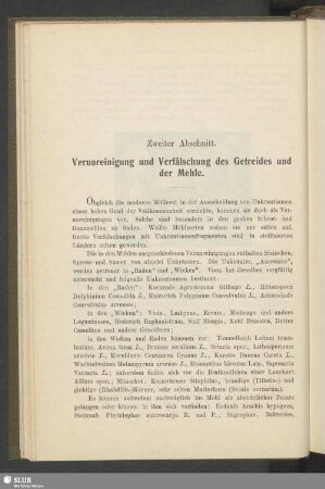 Zweiter Abschnitt. Verunreinigung und Verfälschung des Getreides und der Mehle