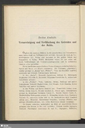 Zweiter Abschnitt. Verunreinigung und Verfälschung des Getreides und der Mehle